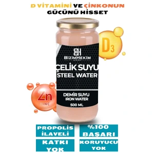Çelik Suyu - Demir Suyu (D3 vitamini Çinko Propolis ilaveli) 500 ml Cam Şişe
