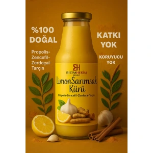 Zencefil Zerdeçal Tarçınlı Limon Sarımsak Kürü El Yapımı %100 Doğal Katkısız 1000 Ml Cam Şişe