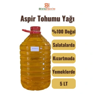 Soğuk Sıkım Aspir Tohumu Yağı Yemeklerde Salatalarda Kızartmalarda 5 Lt