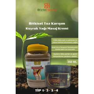 Toz bitkisel karışım 1 kg ve Kuyruk yağı masaj kremi 350 ml ikili set