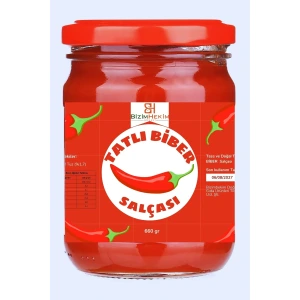 Tatlı Biber Salçası %100 Doğal Katkısız Koruyucusuz Gün Kurusu 660gr (Cam Kavanoz)