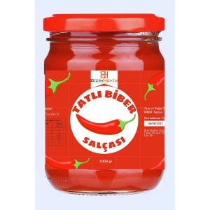 Tatlı Biber Salçası %100 Doğal Katkısız Koruyucusuz Gün Kurusu 1000 gr (Cam Kavanoz)