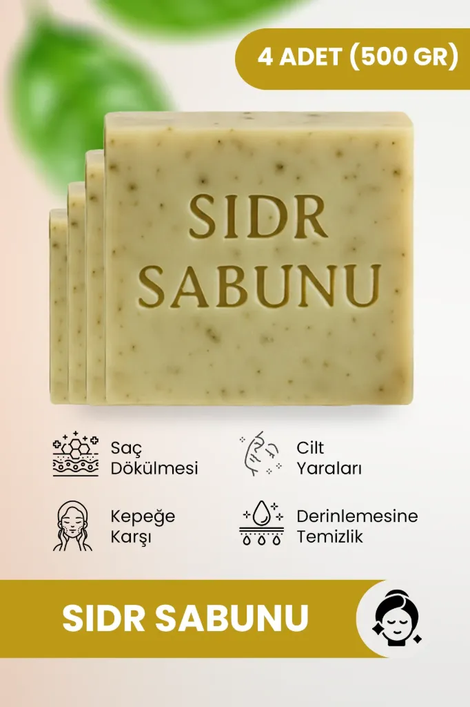 %100 Doğal Sidr Sabunu 500gr (4 ADET) – El Yapımı, Arabistan Kirazı Özlü, Manevi Temizlik