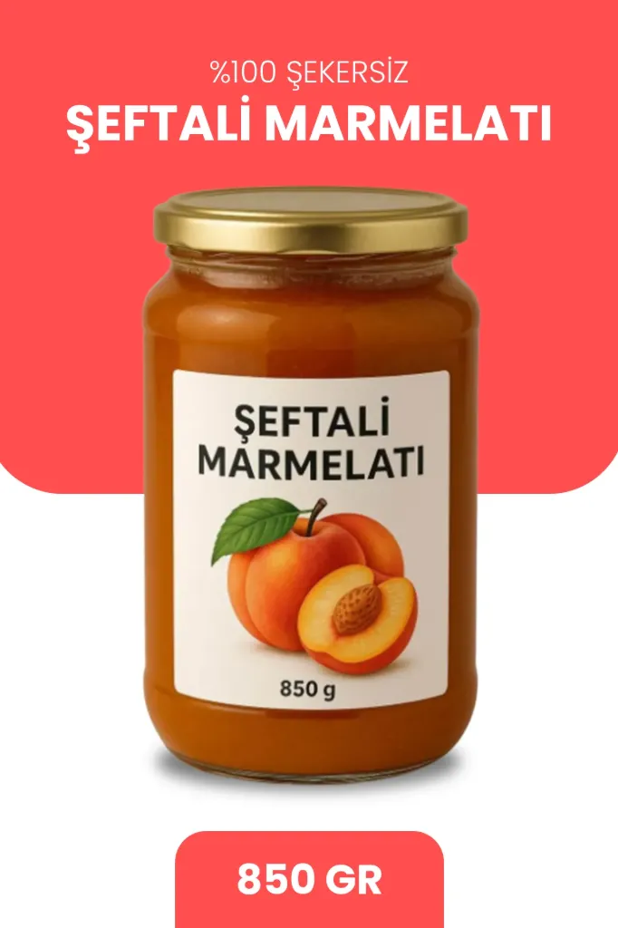 %100 Şekersiz Şeftali Marmelatı 850g | Katkısız & Doğal Şifa Deposu