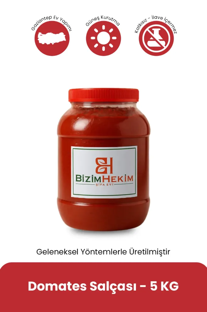 Gaziantep Güneşte Kurutulmuş Katkısız Domates Salçası 5 KG | Ev Yapımı Doğal Köy Lezzeti