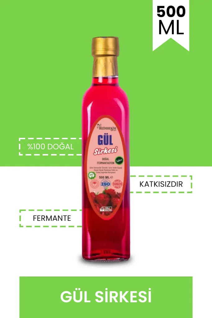 Gül Sirkesi %100 Doğal Fermantasyon Rose Vinegar 500 ml