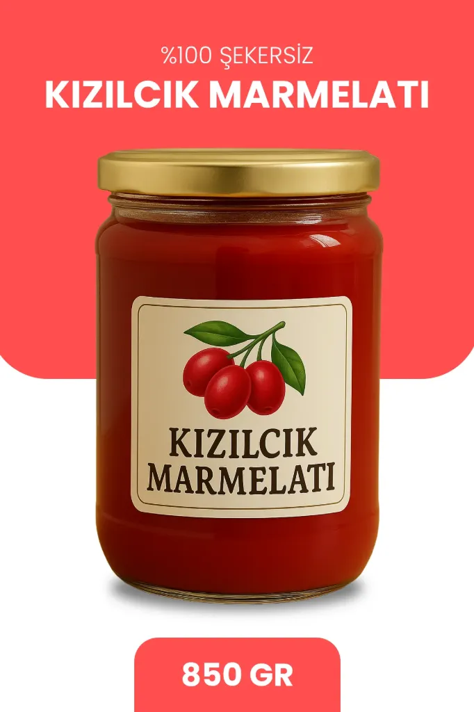 %100 Şekersiz Kızılcık Marmelatı 850g | Katkısız & Doğal Şifa Deposu