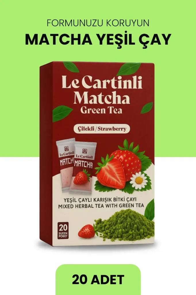 Le Cartinli Matcha Green Tea - Çilek Aromalı / Doğal Ödem Çayı